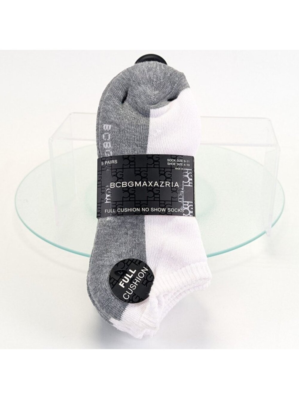 BCBG Max Azria Womens No Show Socks 4-10 Gray White Low Cut Designer Comfort